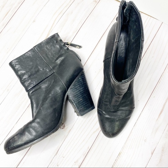Rag & Bone Women's Black Newbury Leather Block Heel Ankle Bootie - Picture 2 of 16